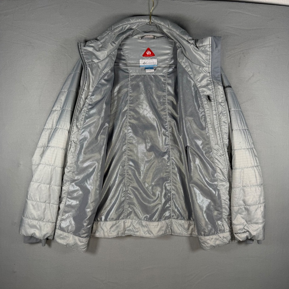 Columbia Puffer Jacket Womens L Silver Excellent Synthetic